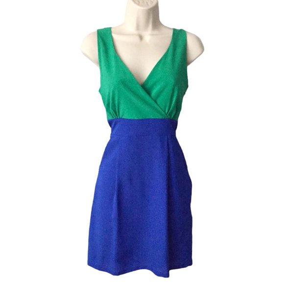 My Story Blue Green Colorblock Dress - Picture 2 of 5